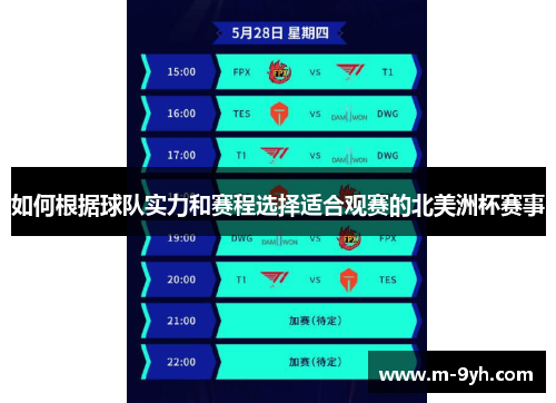 如何根据球队实力和赛程选择适合观赛的北美洲杯赛事